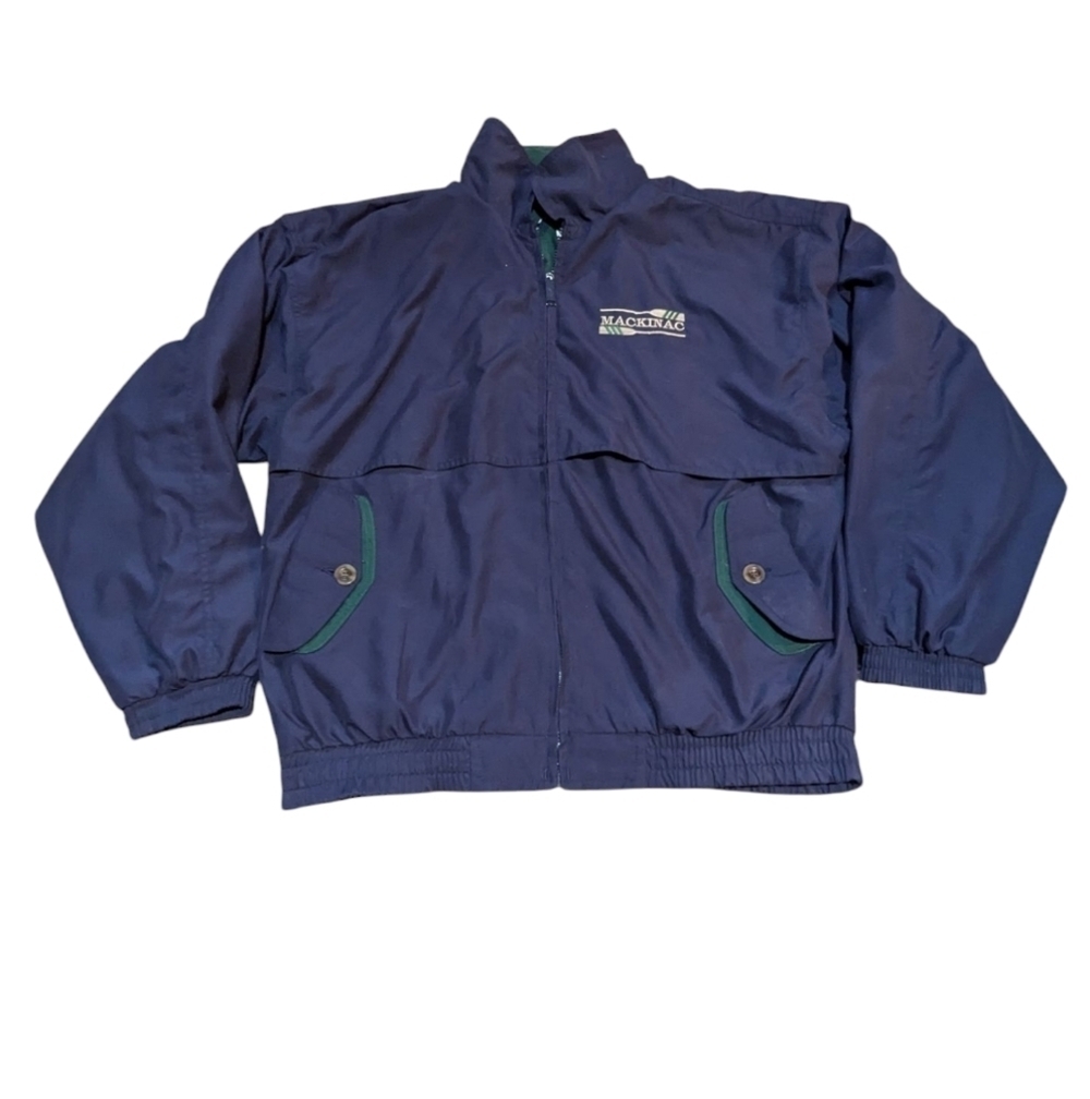 LA Loving Windbreaker Mackinac Boat Racing Large Vintage Blue Green Retro 80s 90